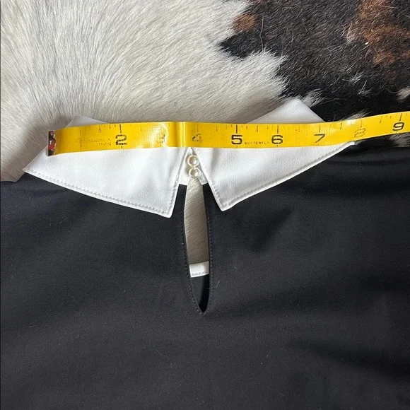 NWT Karl Lagerfeld Black Top with White Collar and Pearl Button Accents - Picture 8 of 10